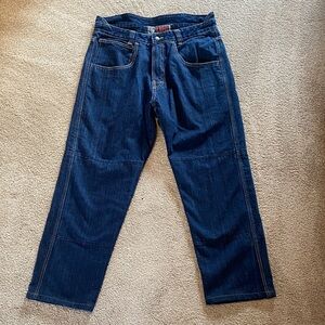 MotoCentric Battalion Motorcycle Jeans Reinforced Lined Mens W34 x L27.5 Dark